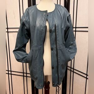 Vintage Leather Jacket Green with Roll Tab Sleeve option